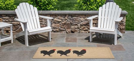 Frontporch Roosters Indoor/Outdoor Area Rug in Neutral by Trans-Ocean Import Co Inc