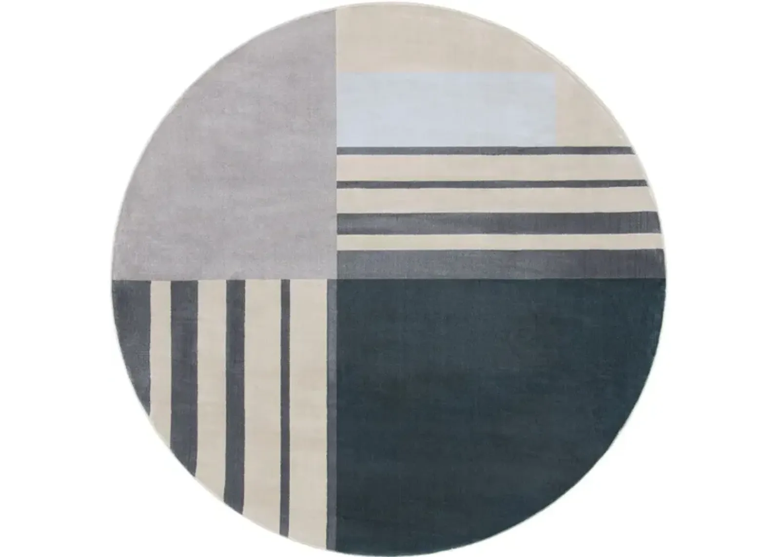 Operan Round Area Rug in Charcoal/Beige by Safavieh