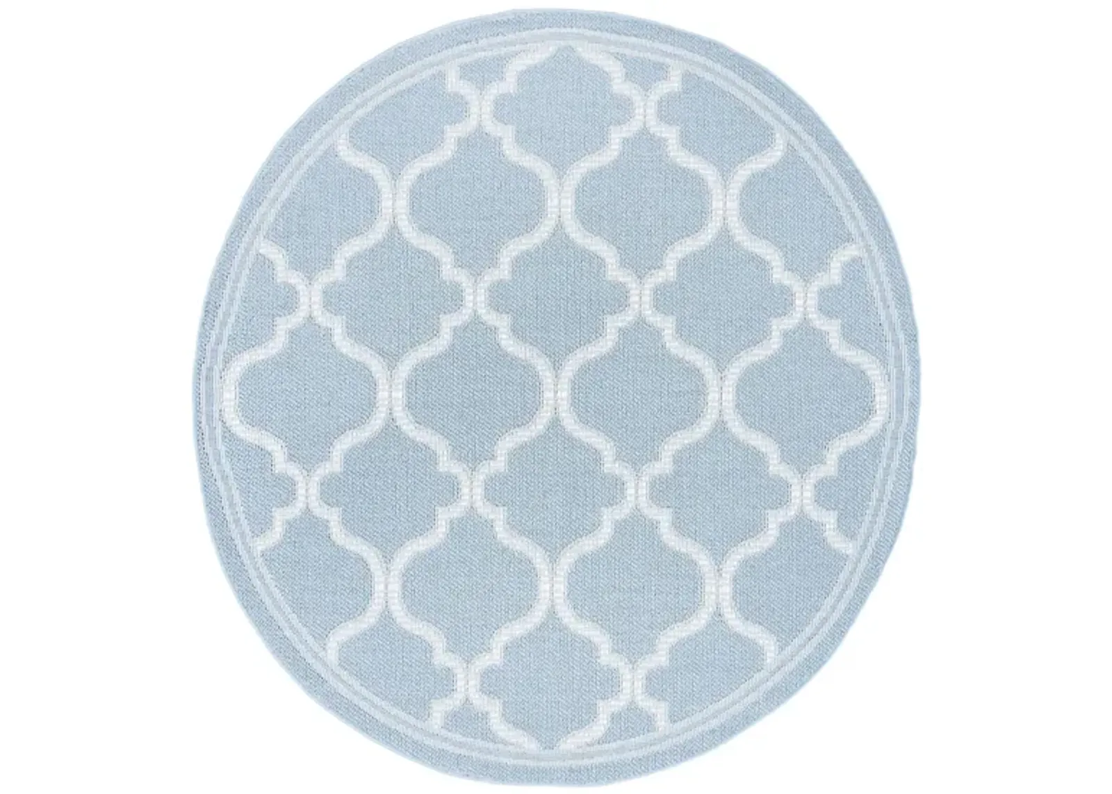 Bermuda Morocco Indoor/Outdoor Round Area Rug in Light Blue & Ivory by Safavieh