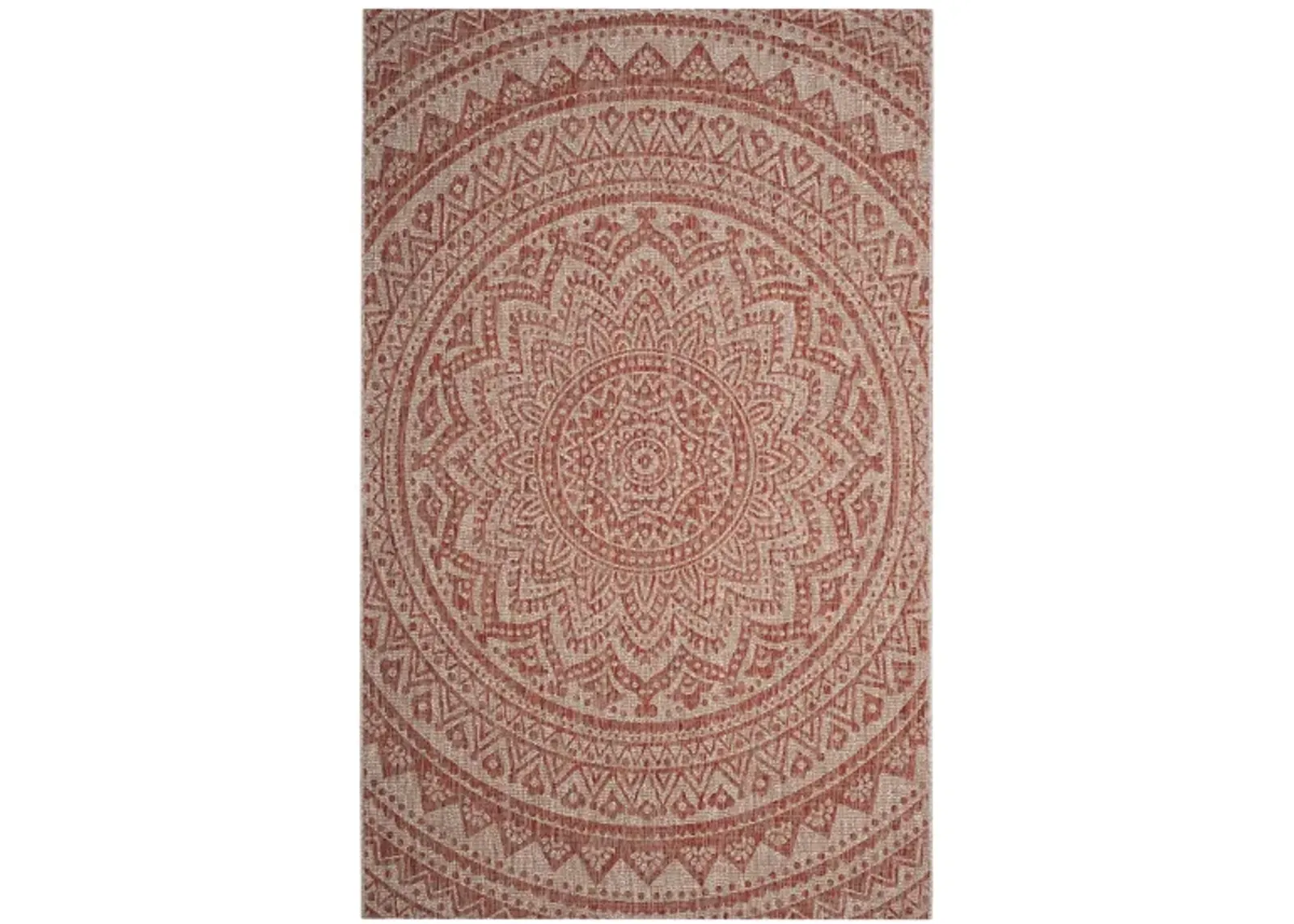 Courtyard Mandala Indoor/Outdoor Area Rug in Light Beige & Terracotta by Safavieh