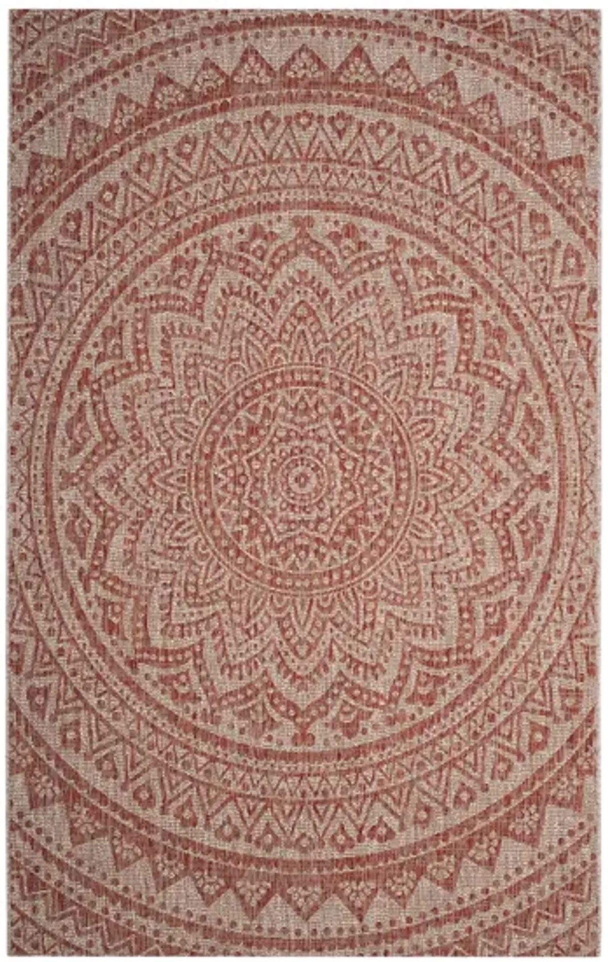 Courtyard Mandala Indoor/Outdoor Area Rug in Light Beige & Terracotta by Safavieh