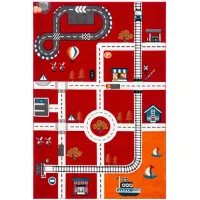 Carousel Cars Kids Area Rug in Red & Ivory by Safavieh