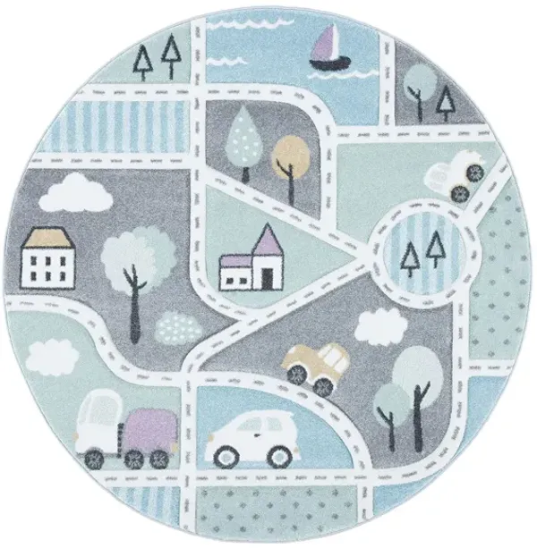 Carousel Cars Kids Area Rug Round