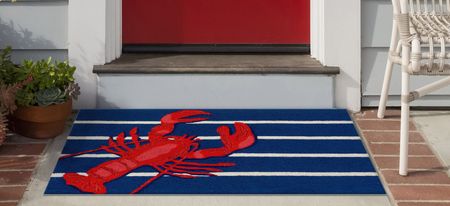 Frontporch Lobster on Stripes Indoor/Outdoor Area Rug in Navy by Trans-Ocean Import Co Inc
