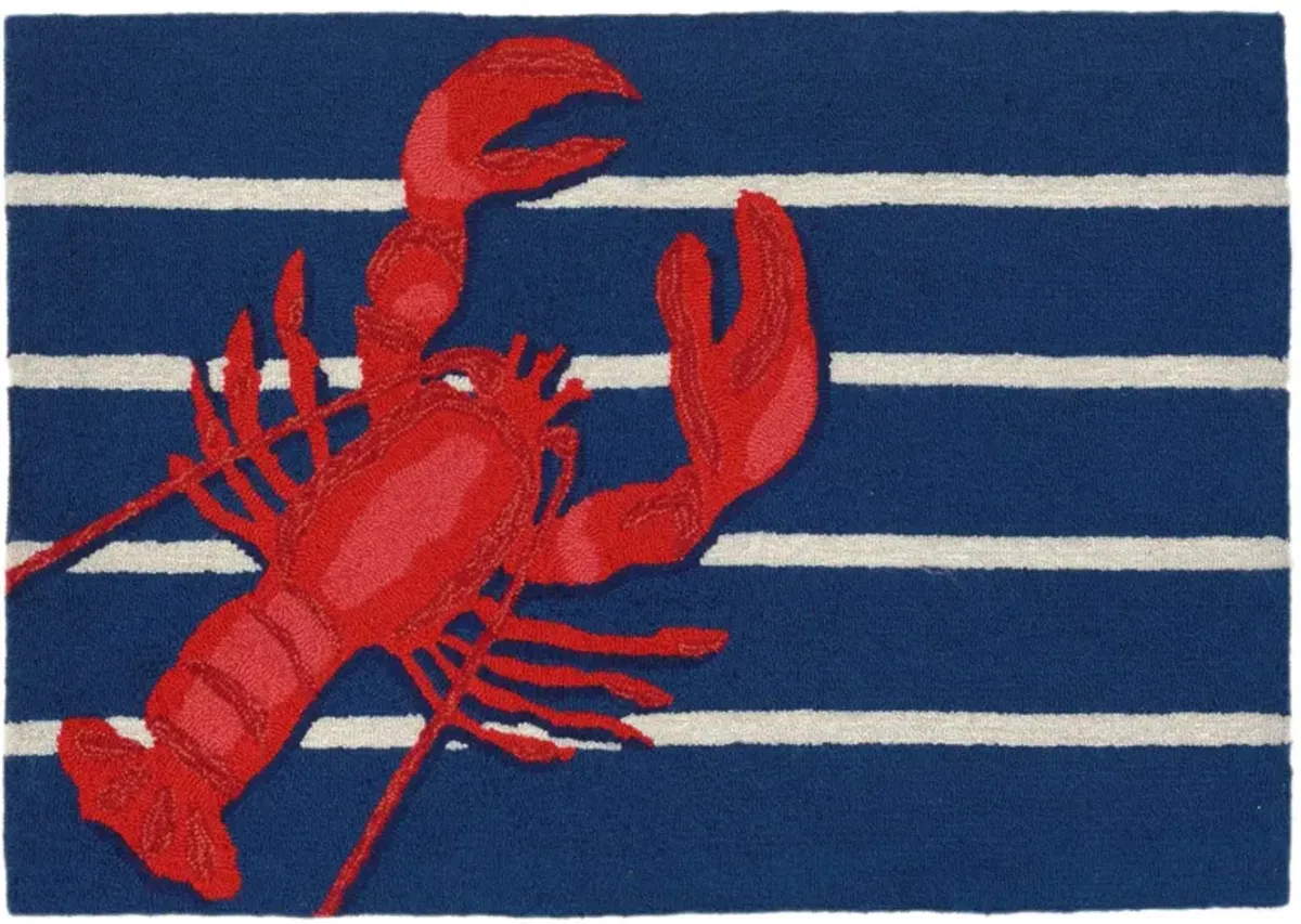 Frontporch Lobster on Stripes Indoor/Outdoor Area Rug in Navy by Trans-Ocean Import Co Inc