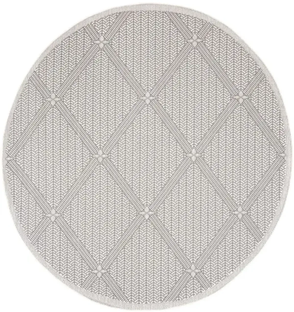 Bermuda Wide Diamond Indoor/Outdoor Round Area Rug in Cream & Gray by Safavieh