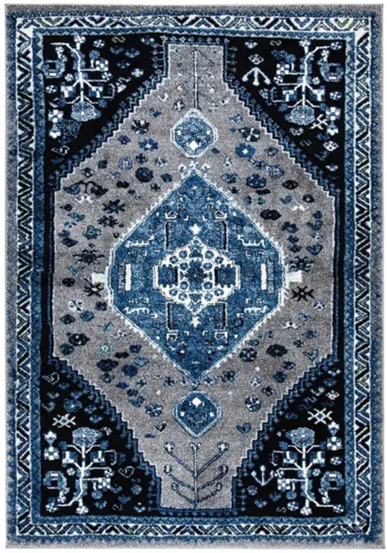 Vintage Hamadan Blue Area Rug