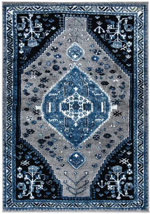 Vintage Hamadan Blue Area Rug