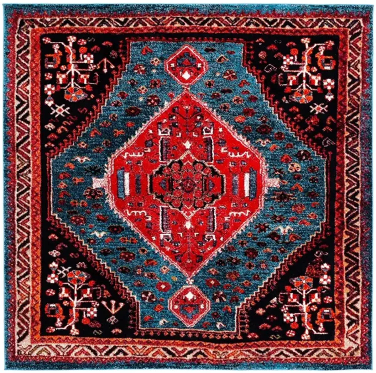 Vintage Hamadan Area Rug in Turquoise & Red by Safavieh