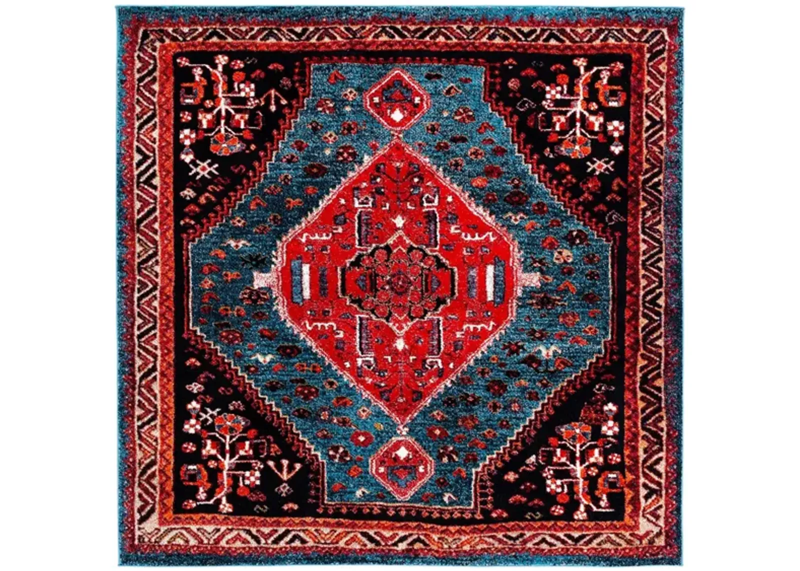 Vintage Hamadan Area Rug in Turquoise & Red by Safavieh