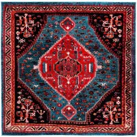 Vintage Hamadan Area Rug in Turquoise & Red by Safavieh