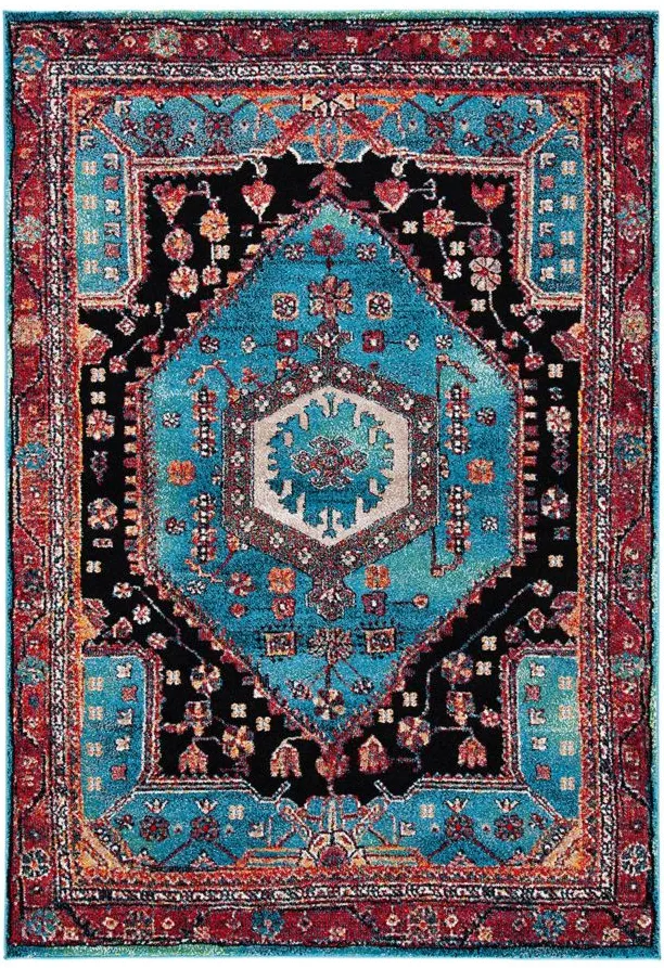 Hamadan Turquoise Area Rug in Turquoise & Black by Safavieh