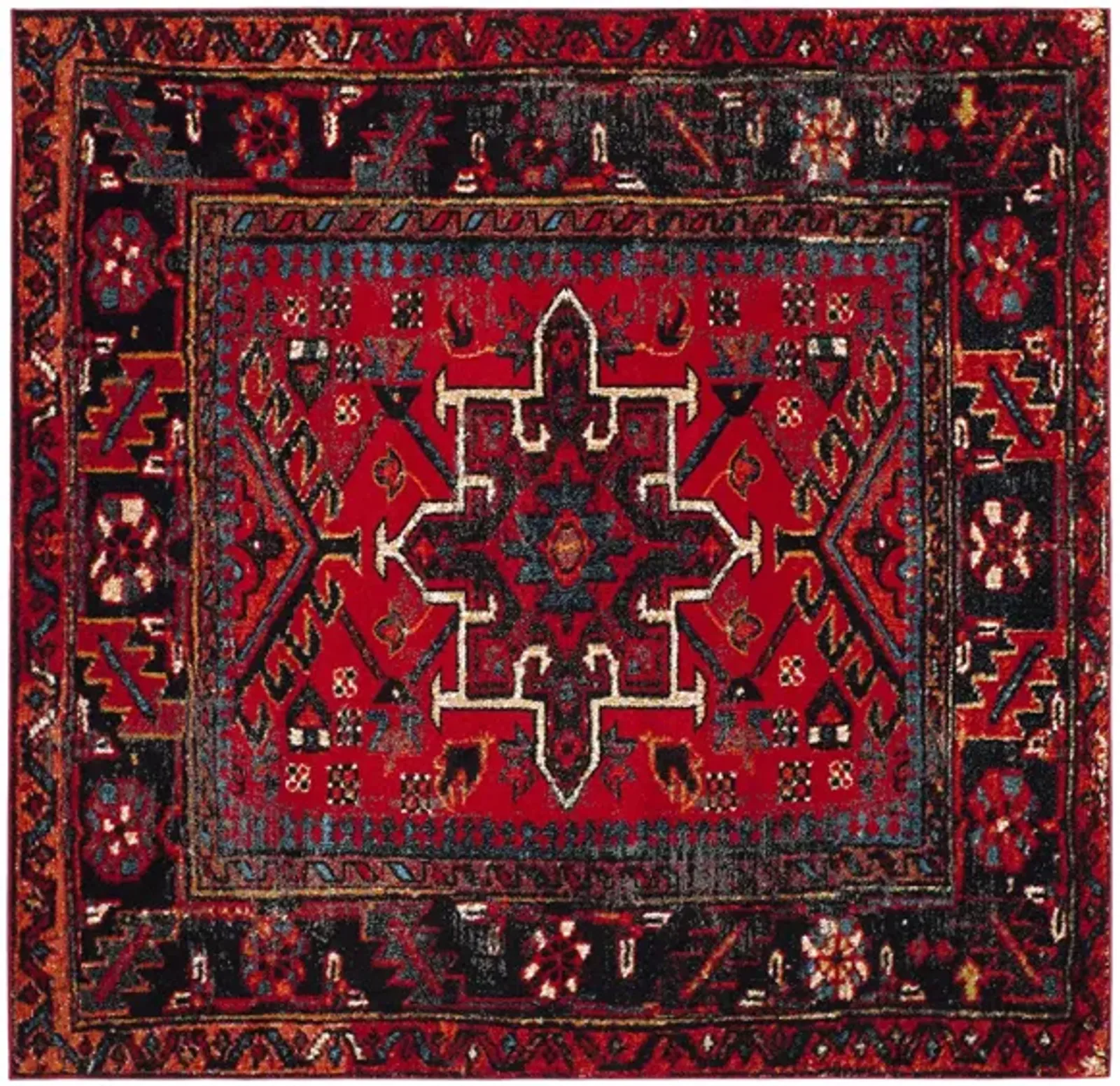 Darius Red Area Rug Square