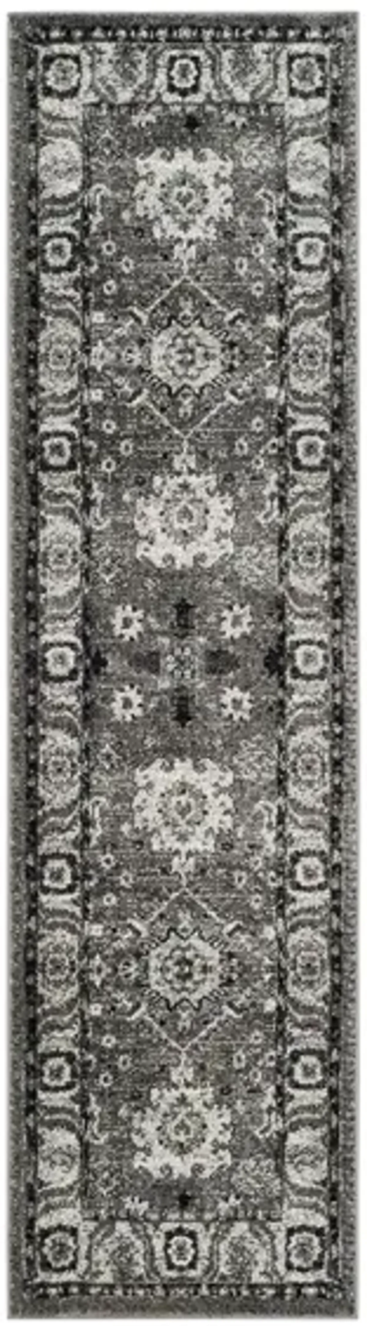 Avicenna Grey Runner Rug in Grey & Black by Safavieh