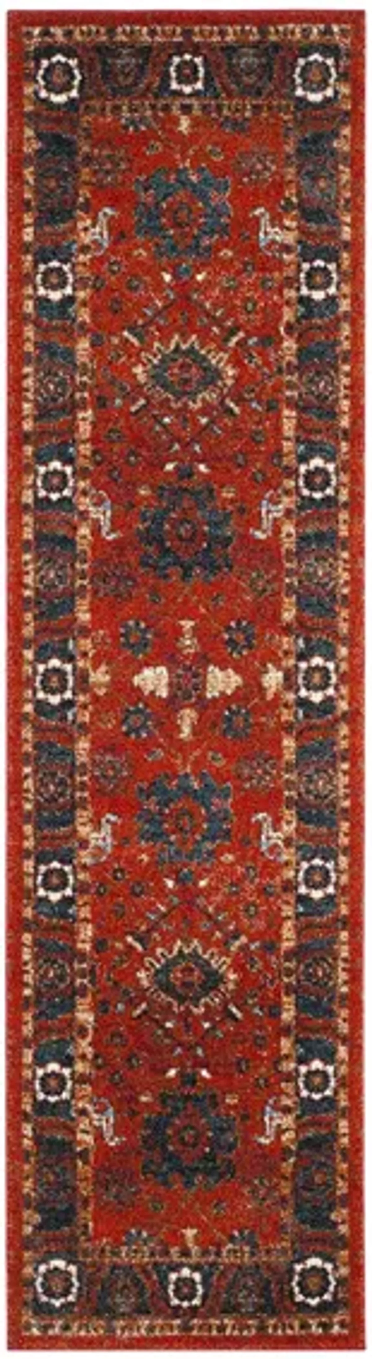 Avicenna Orange Runner Rug in Orange & Blue by Safavieh