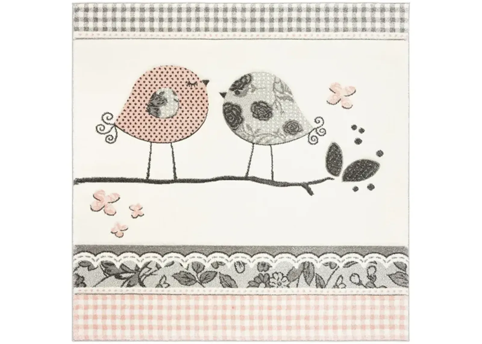 Carousel Birds Kids Area Rug in Pink & Ivory by Safavieh