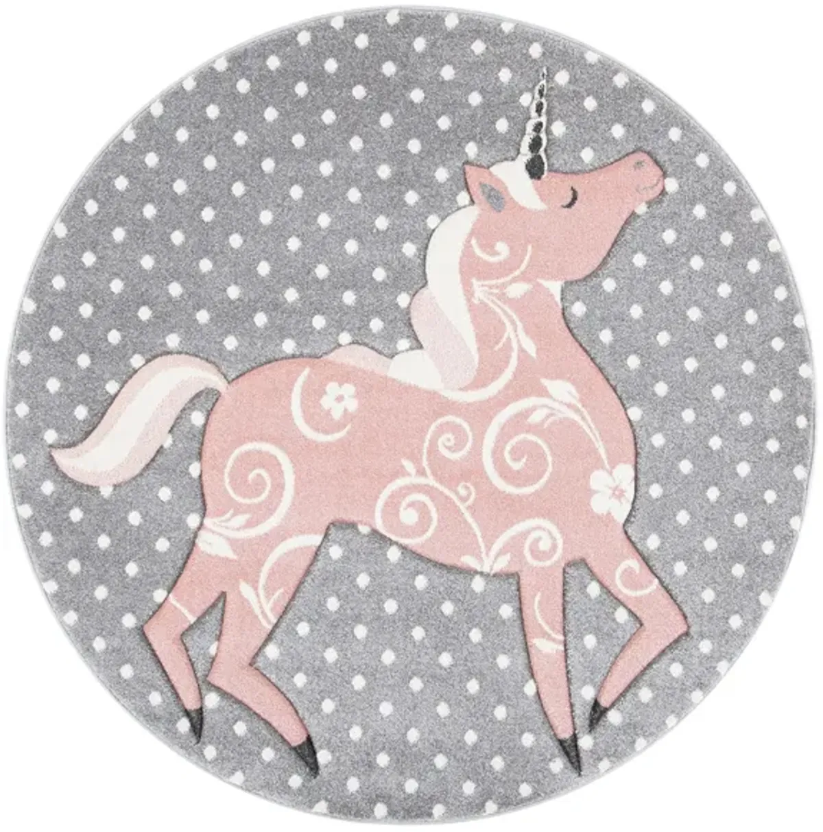 Carousel Unicorn Kids Area Rug Round