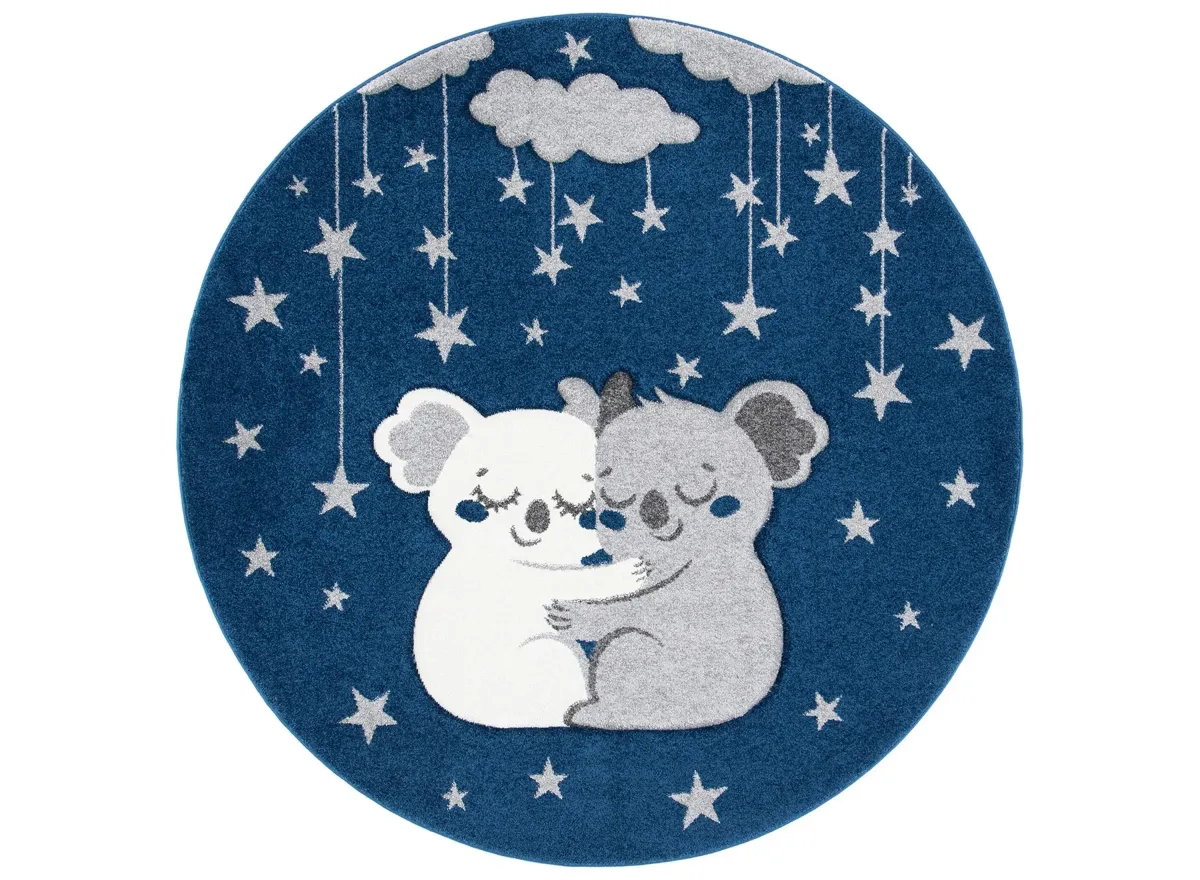 Carousel Koala Kids Area Rug Round in Navy & Gray by Safavieh