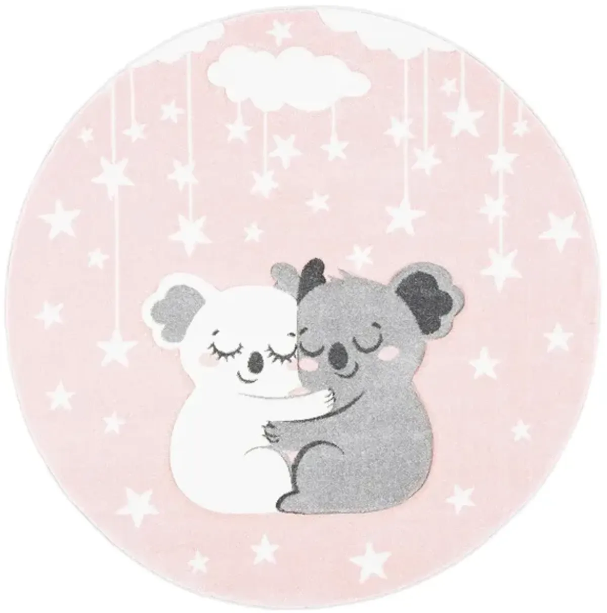 Carousel Koala Kids Area Rug Round in Pink & White by Safavieh