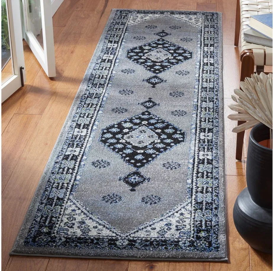 Jahan Blue Runner Rug in Blue & Black by Safavieh