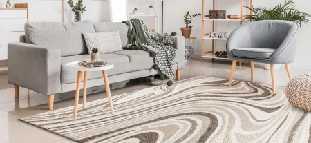 Liora Manne Malibu Waves Indoor/Outdoor Area Rug in Neutral by Trans-Ocean Import Co Inc