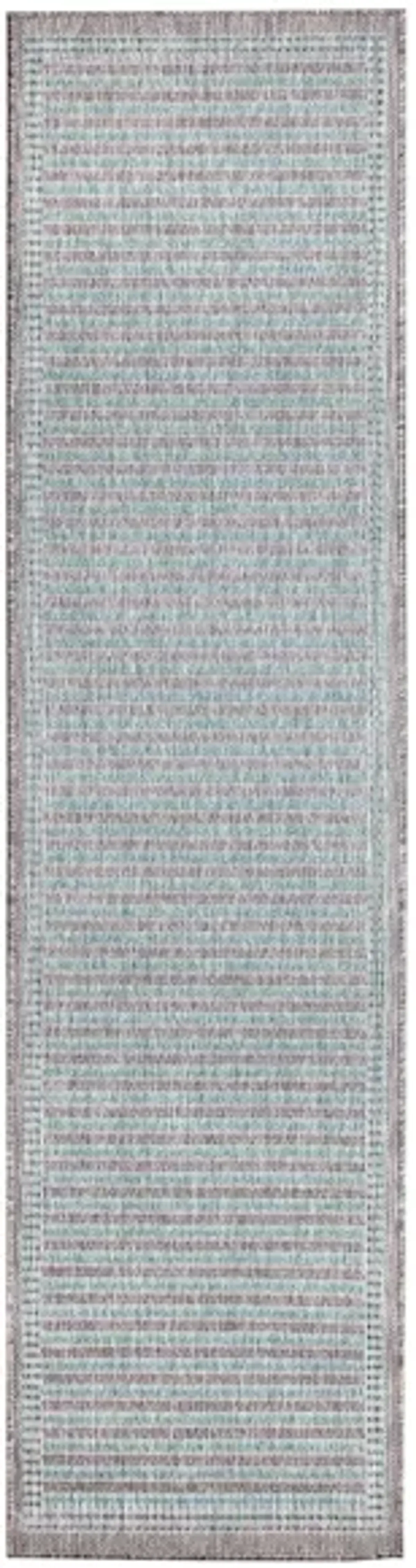 Liora Manne Malibu Simple Border Indoor/Outdoor Runner Rug in Aqua by Trans-Ocean Import Co Inc