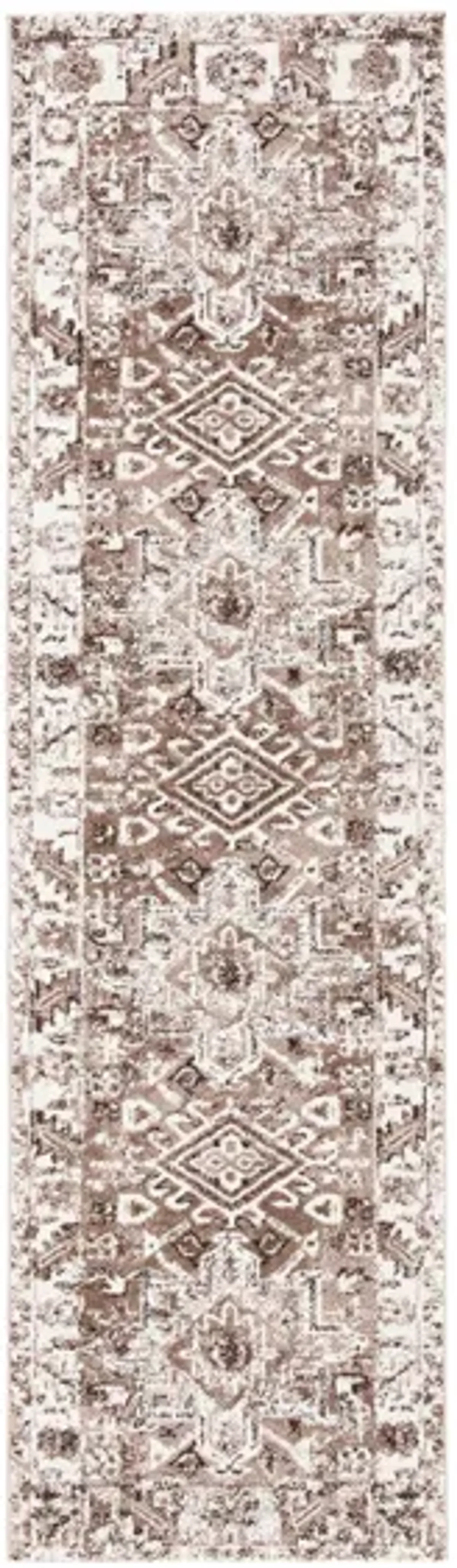 Darius Brown Runner Rug in Brown & Ivory by Safavieh