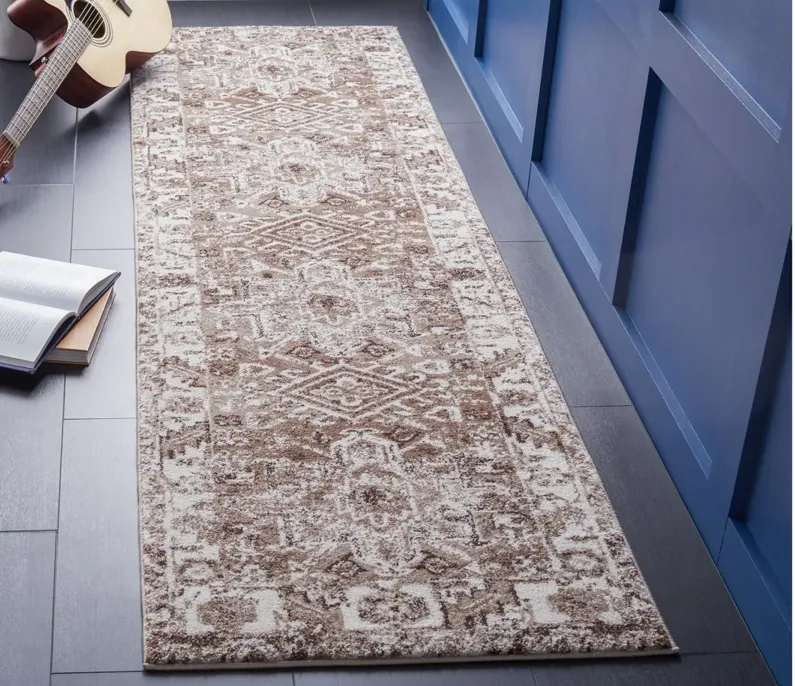 Darius Brown Runner Rug in Brown & Ivory by Safavieh