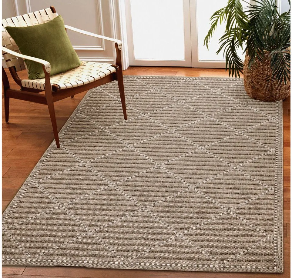 Liora Manne Malibu Checker Diamond Indoor/Outdoor Area Rug in Neutral by Trans-Ocean Import Co Inc