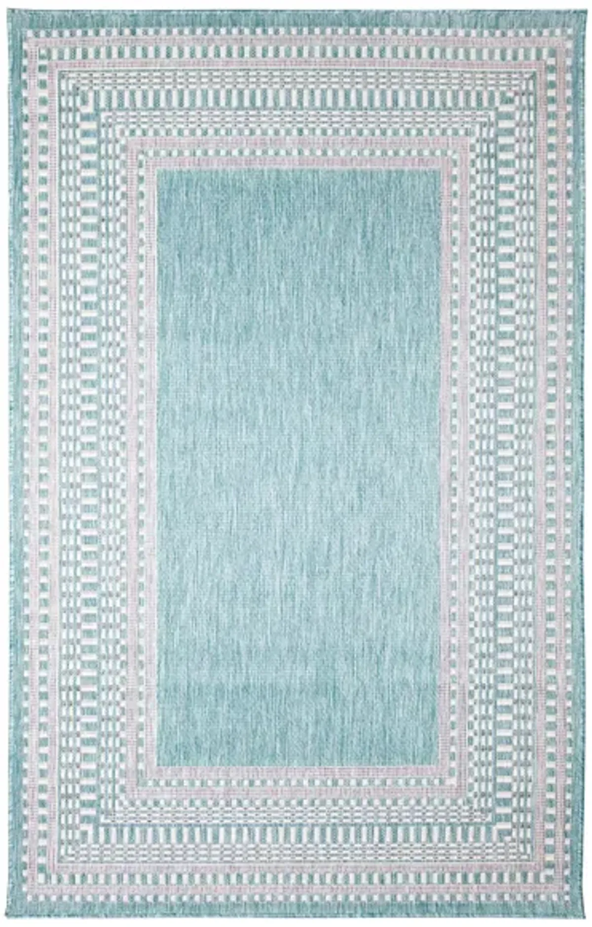 Liora Manne Malibu Etched Border Indoor/Outdoor Area Rug in Aqua by Trans-Ocean Import Co Inc