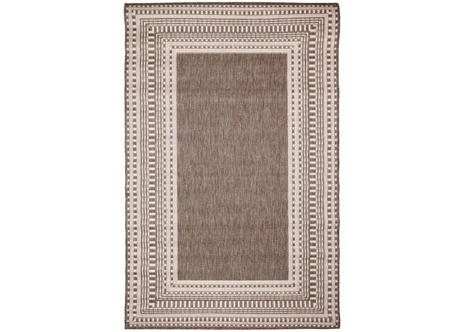 Liora Manne Malibu Etched Border Indoor/Outdoor Area Rug in Neutral by Trans-Ocean Import Co Inc