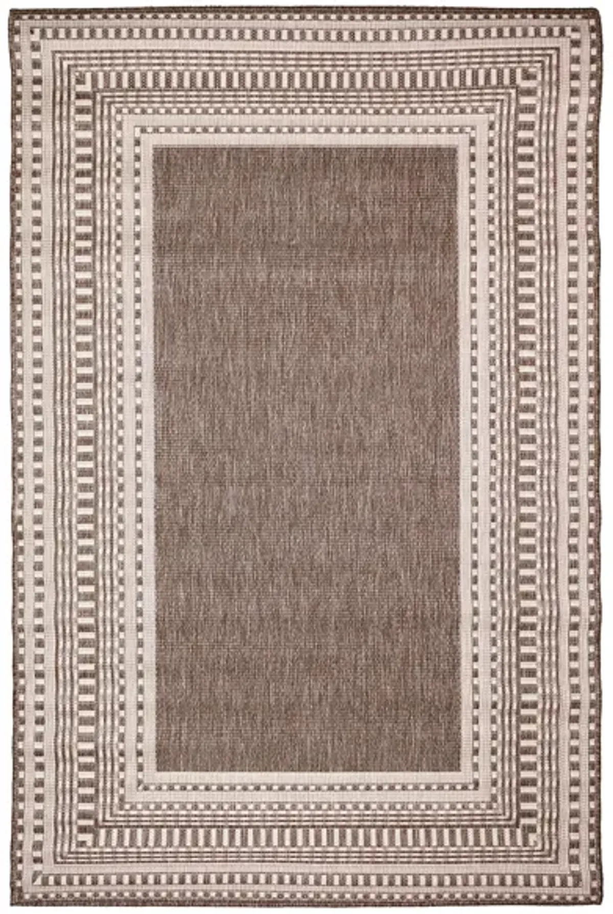 Liora Manne Malibu Etched Border Indoor/Outdoor Area Rug in Neutral by Trans-Ocean Import Co Inc