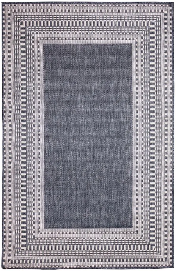 Liora Manne Malibu Etched Border Indoor/Outdoor Area Rug in Navy by Trans-Ocean Import Co Inc