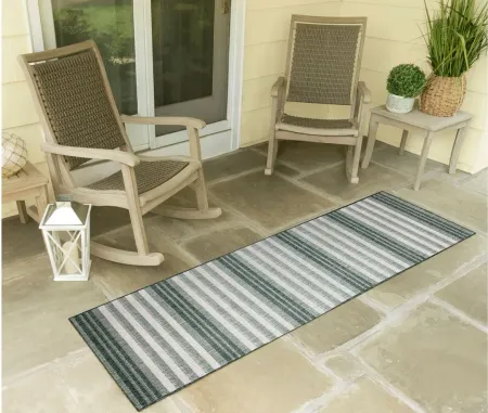Liora Manne Malibu Faded Stripe Indoor/Outdoor Runner Rug in Green by Trans-Ocean Import Co Inc