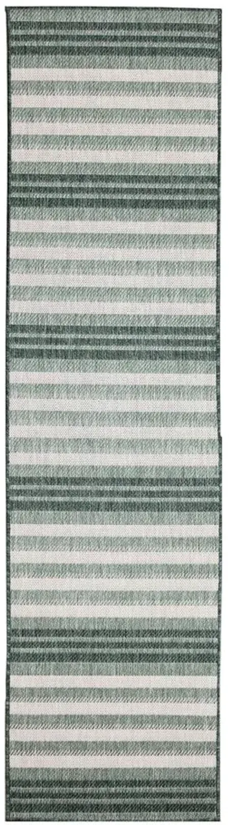Liora Manne Malibu Faded Stripe Indoor/Outdoor Runner Rug in Green by Trans-Ocean Import Co Inc