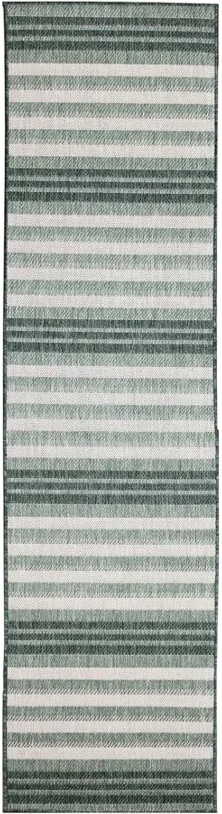 Liora Manne Malibu Faded Stripe Indoor/Outdoor Runner Rug in Green by Trans-Ocean Import Co Inc