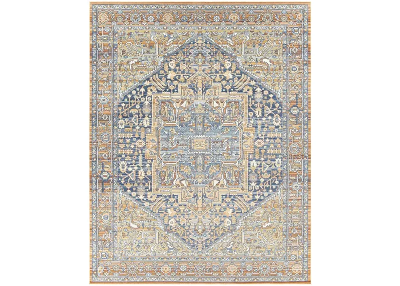 Bodrum Indoor/Outdoor Area Rug in Ivory, Brick Red, Saffron, Light Slate, Charcoal, Navy, Dusty Coral by Surya