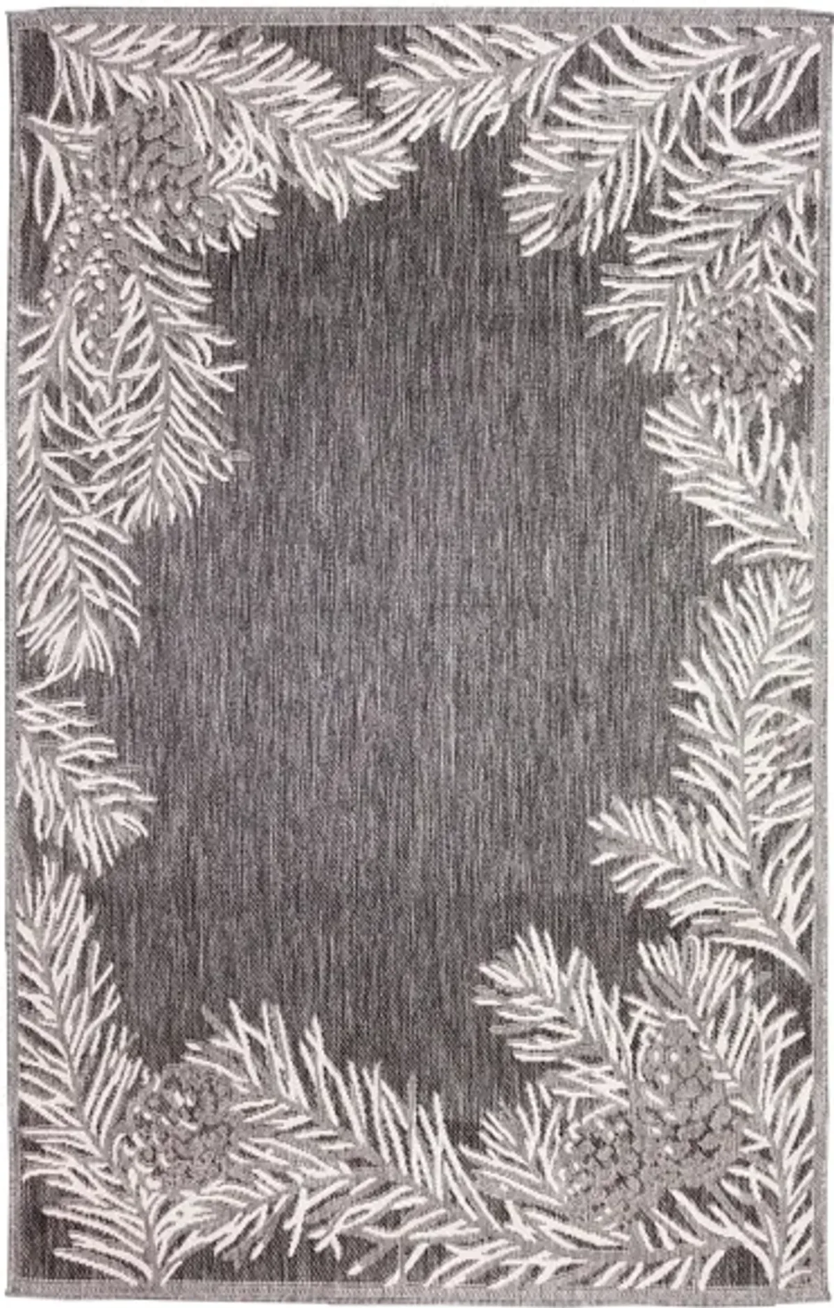 Liora Manne Malibu Pine Border Indoor/Outdoor Area Rug in Charcoal by Trans-Ocean Import Co Inc