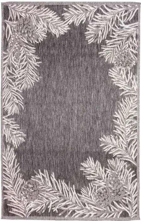 Liora Manne Malibu Pine Border Indoor/Outdoor Area Rug in Charcoal by Trans-Ocean Import Co Inc