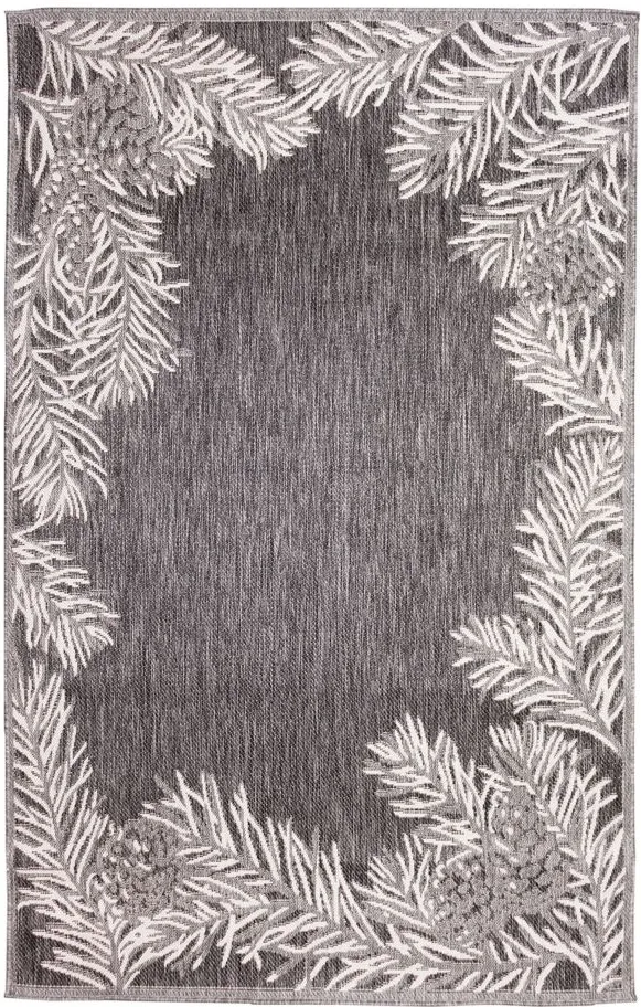 Liora Manne Malibu Pine Border Indoor/Outdoor Area Rug in Charcoal by Trans-Ocean Import Co Inc