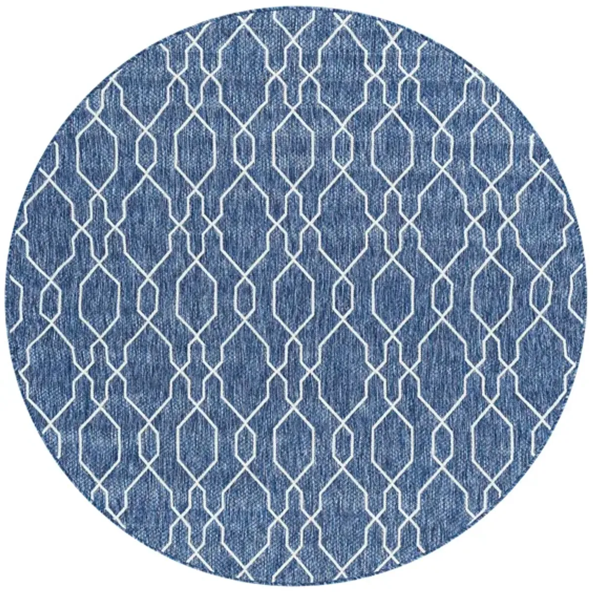 Eagean Link Indoor/Outdoor Area Rug Oval in Dark Blue, Denim, Cream by Surya