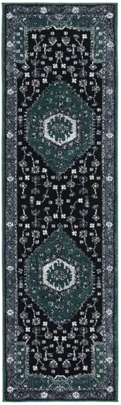 Hamadan Green Runner Rug in Green & Black by Safavieh