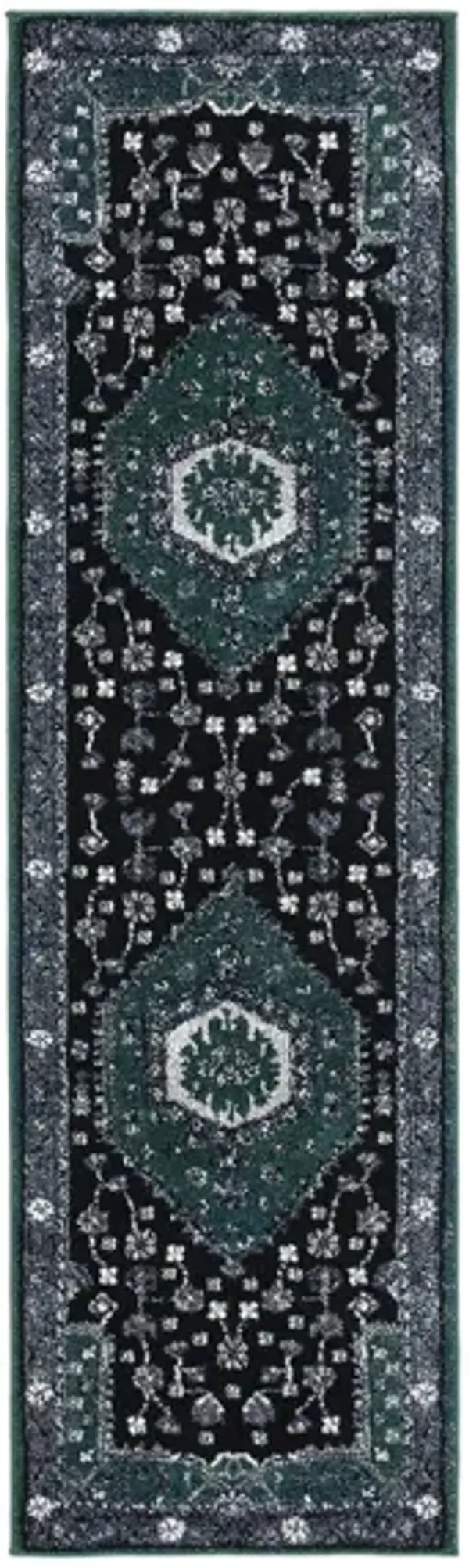 Hamadan Green Runner Rug