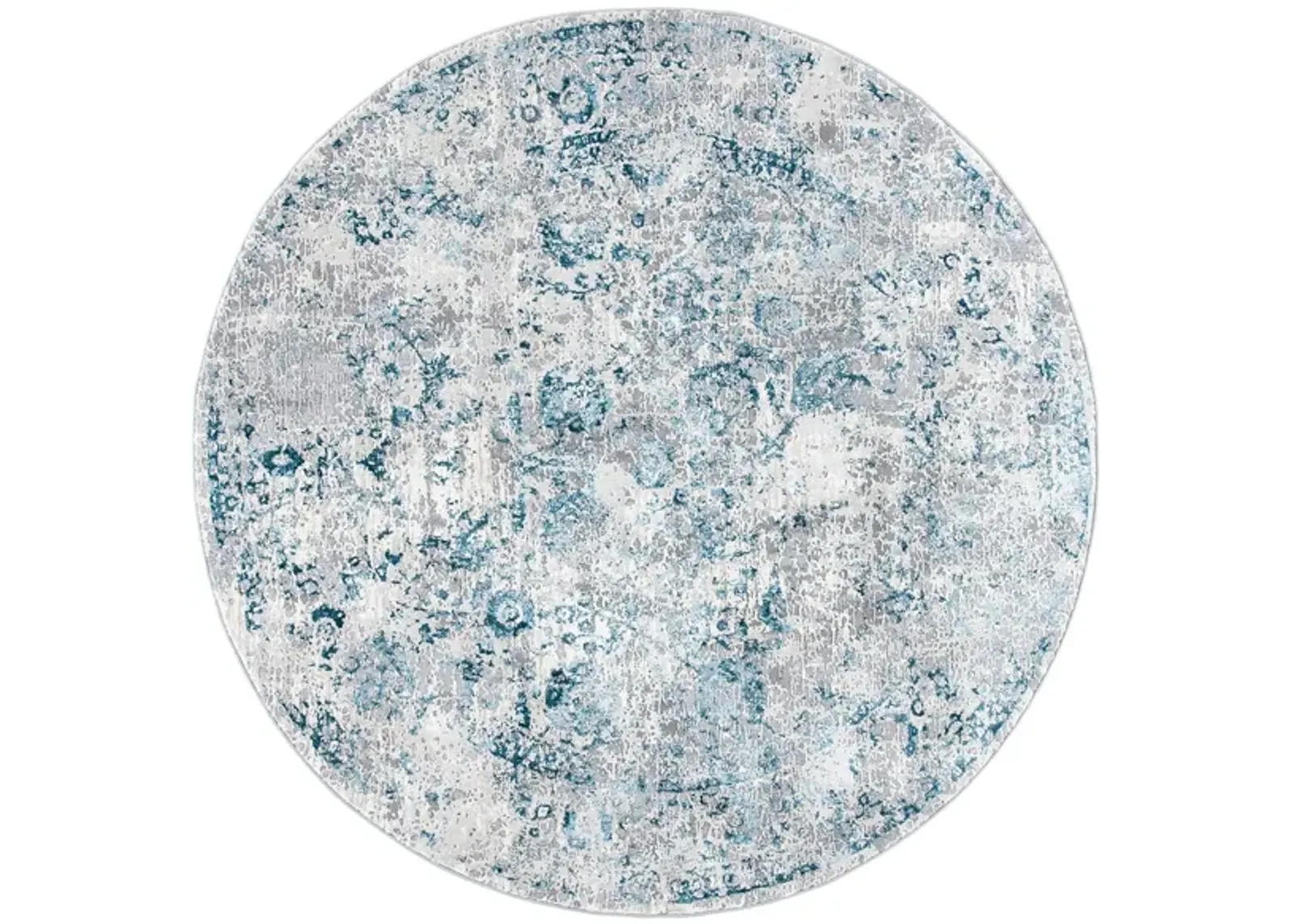 Fernando Round Area Rug in Gray; Blue by Safavieh