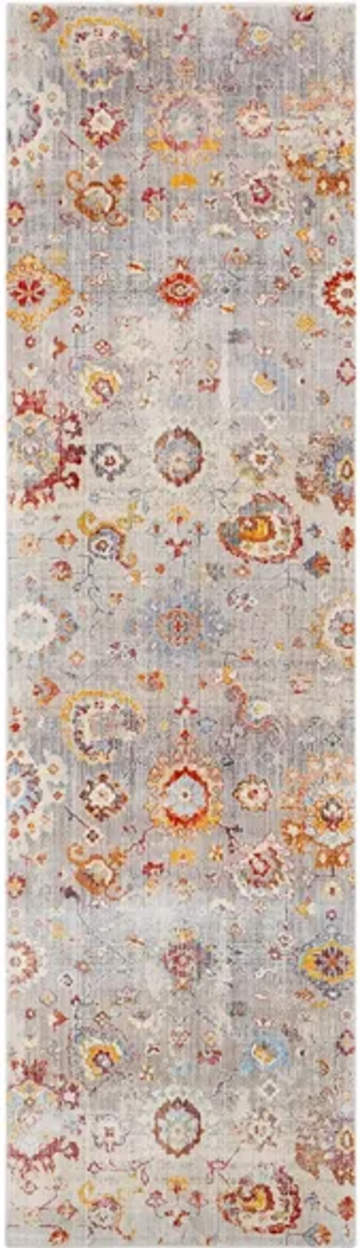 Ephesians Rug in Medium Gray, Silver Gray, Aqua, Burnt Orange, Pale Pink, Rose, Beige, Cream, Bright Red by Surya