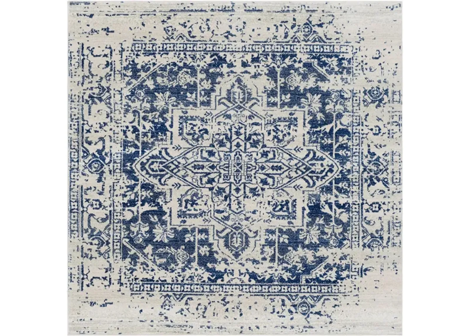 Harput Square Rug in Dark Blue, Light Gray, Beige by Surya