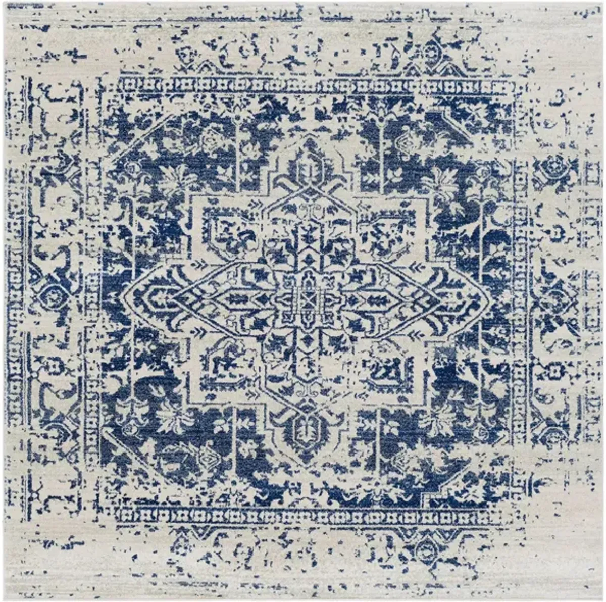 Harput Square Rug in Dark Blue, Light Gray, Beige by Surya