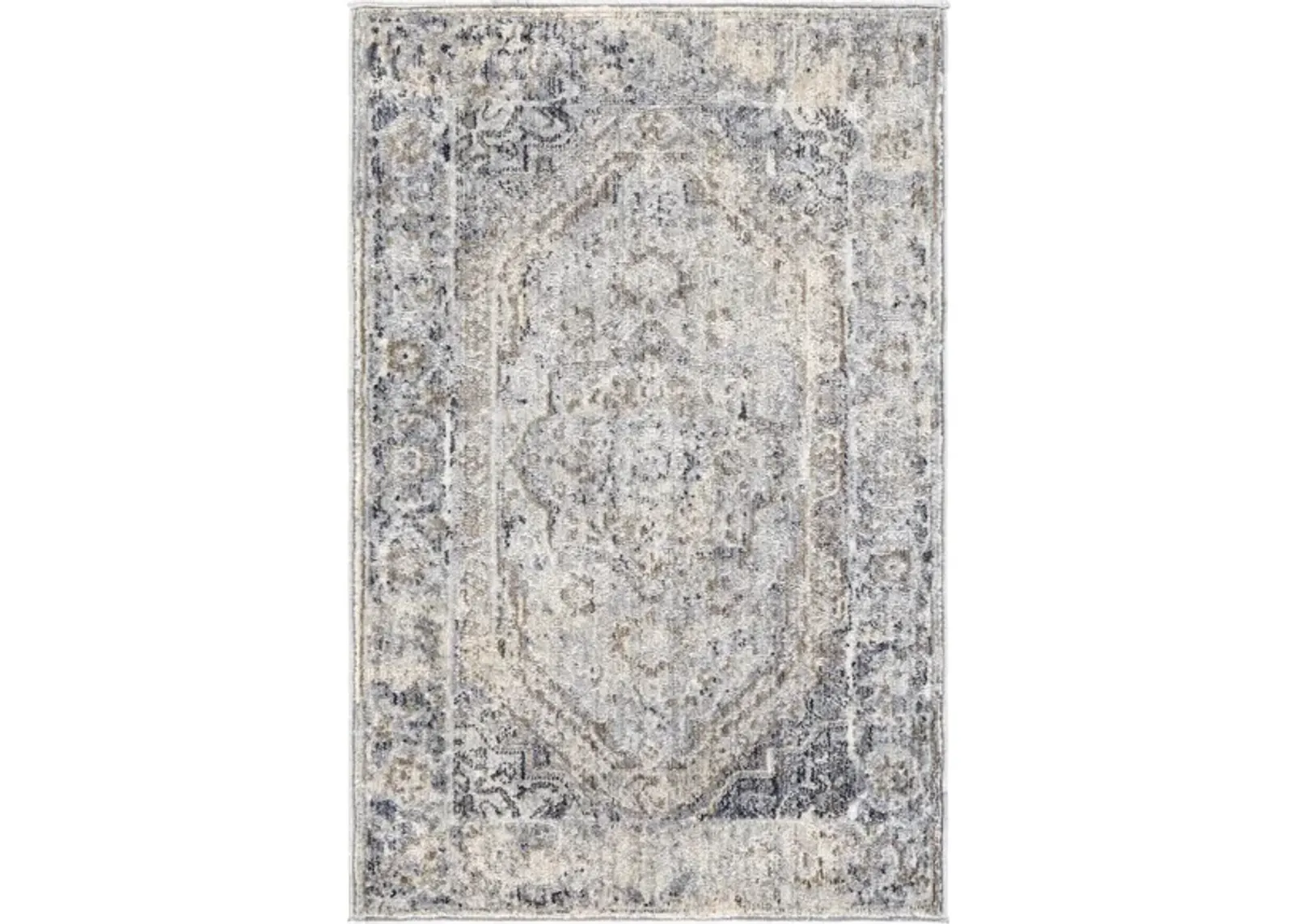 Liverpool Rug in Charcoal, Medium Gray, Silver Gray, White, Ivory, Camel by Surya