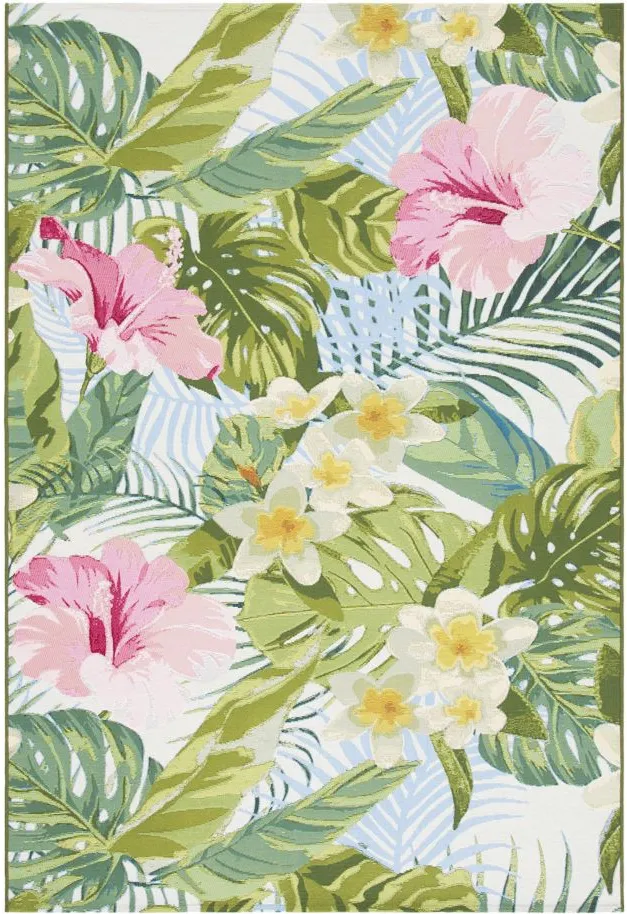 Barbados Flora Indoor/Outdoor Area Rug in Green / Pink by Safavieh