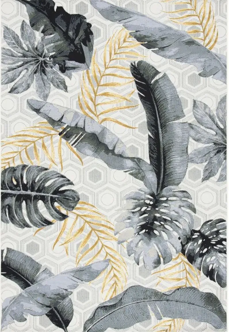 Barbados Bayleys Indoor/Outdoor Area Rug in Gray / Gold by Safavieh